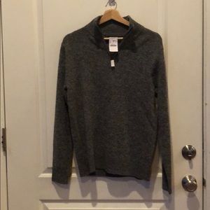 J.Crew Gray Quarter Zip Lambs Wool Sweater